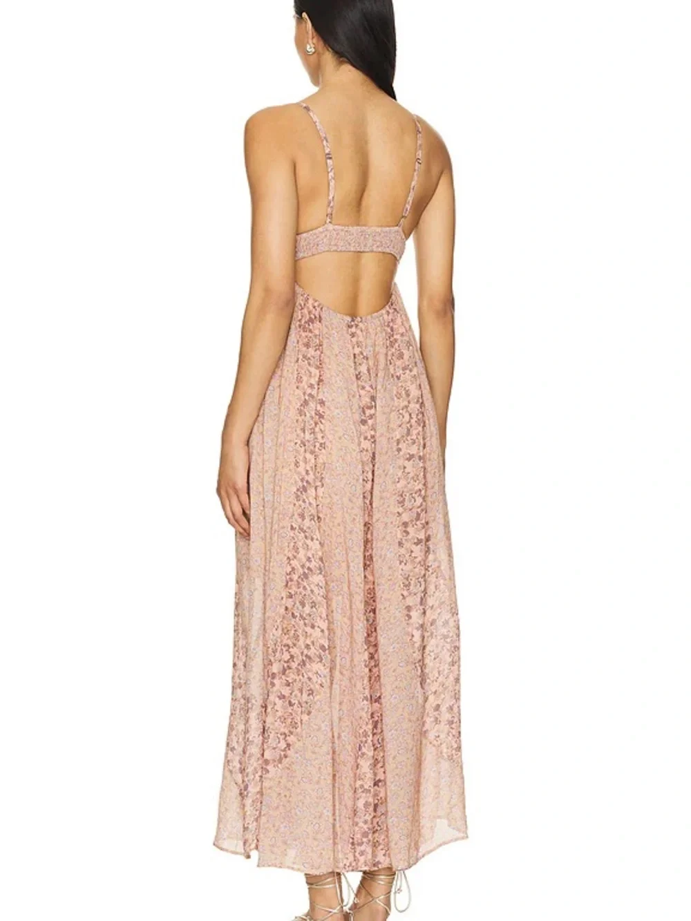 Free People Blush Sequin Lace Maxi Slip Dress